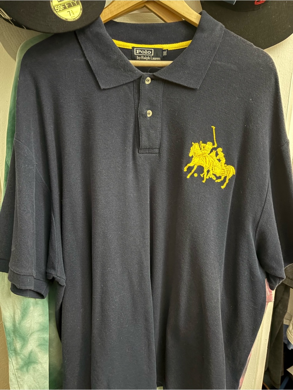 Ralph Lauren Navy Polo with Yellow Pony Crest